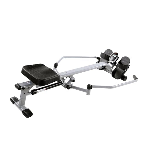 Craques compact rowing machine for home gym with adjustable footrests and digital monitor