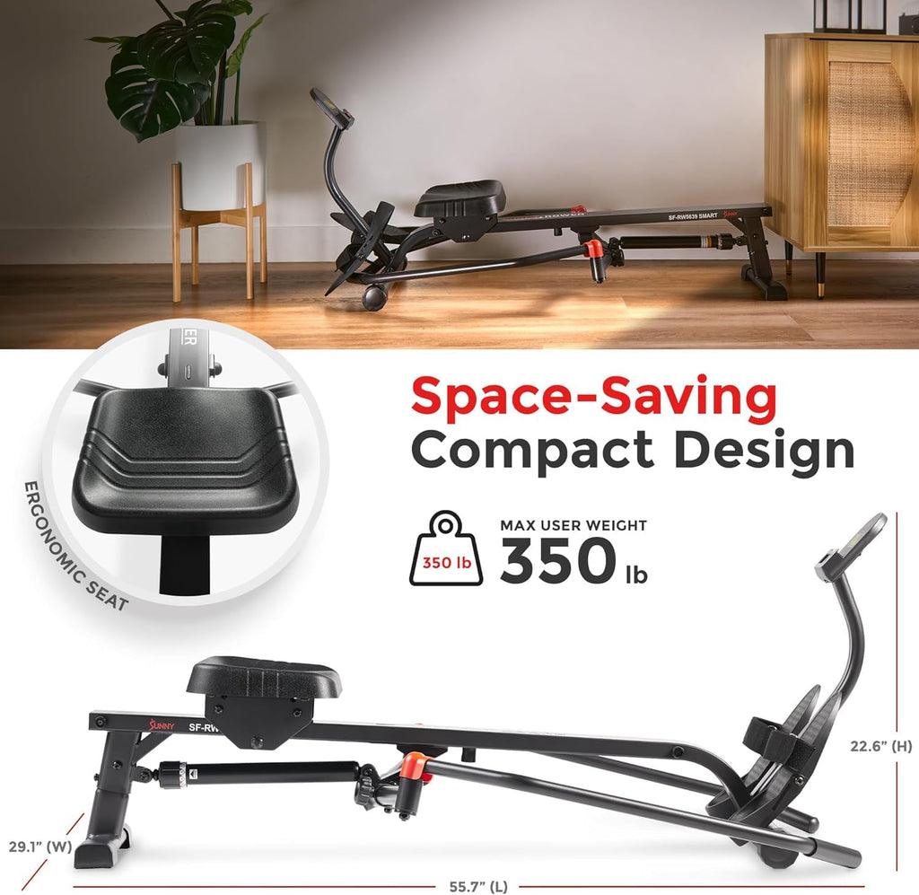 Compact rowing machine for home gym by Craques with ergonomic seat and space-saving design