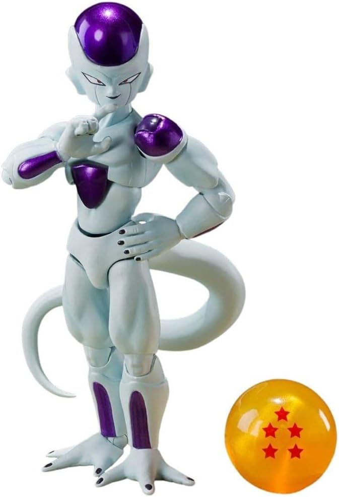 Tamashi Nations Frieza action figure with purple and white design and a seven-star Dragon Ball accessory