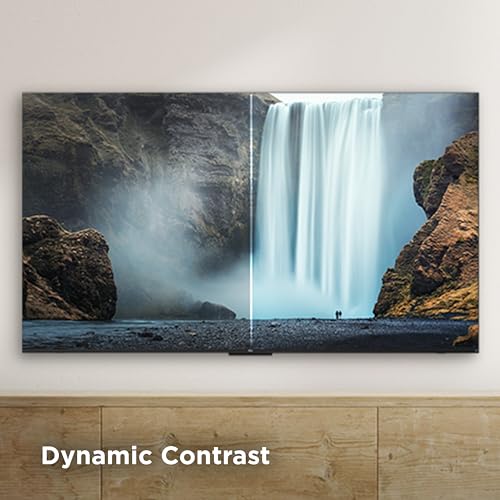 craques TCL 55 inch 4K smart TV displaying dynamic contrast with a waterfall scene