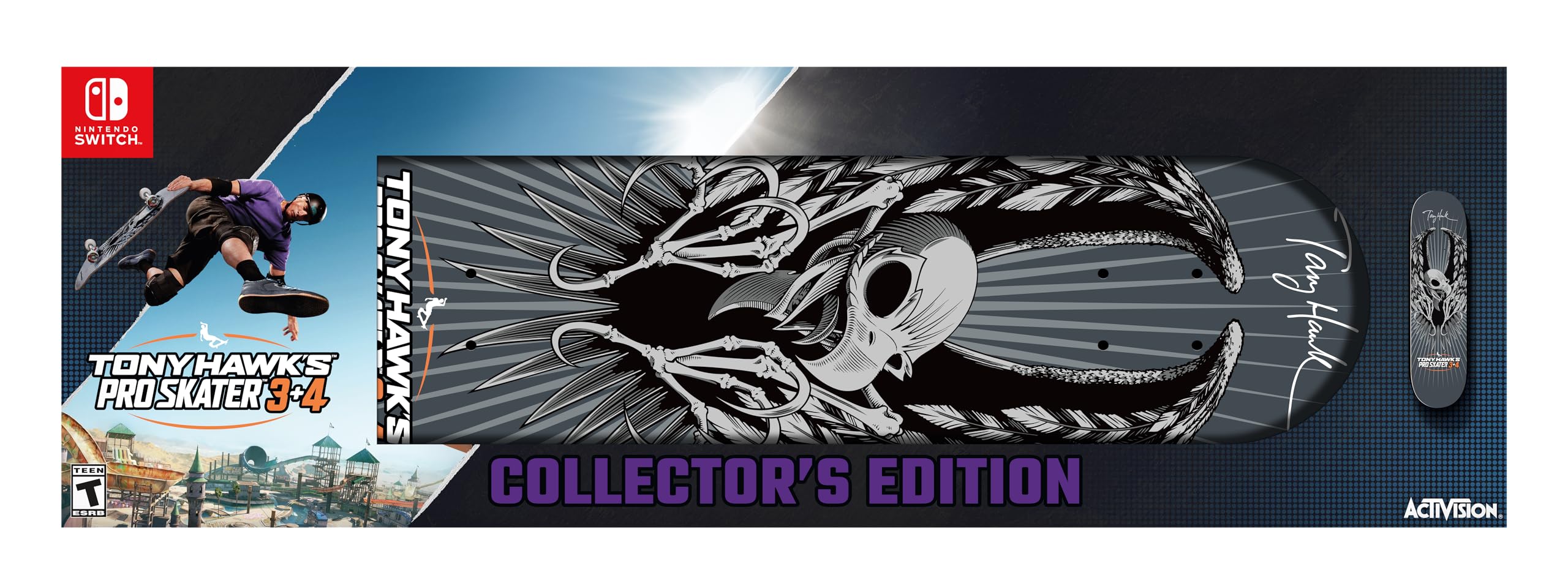 Tony Hawk 3 and 4 Remastered Playstation 5 collector's edition skateboard deck with game art and branding