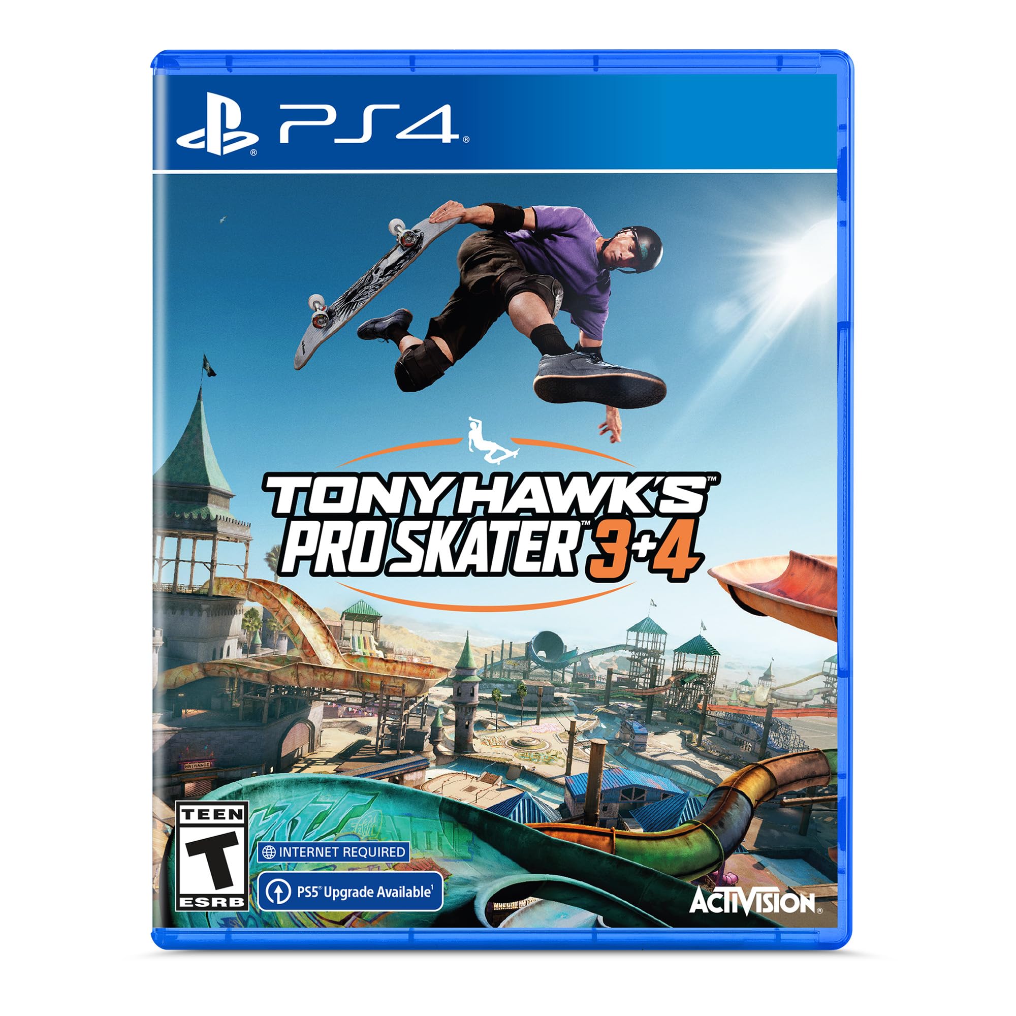 Tony Hawk 3 and 4 Remastered Playstation 5 game case for PS4 with skateboarder performing tricks