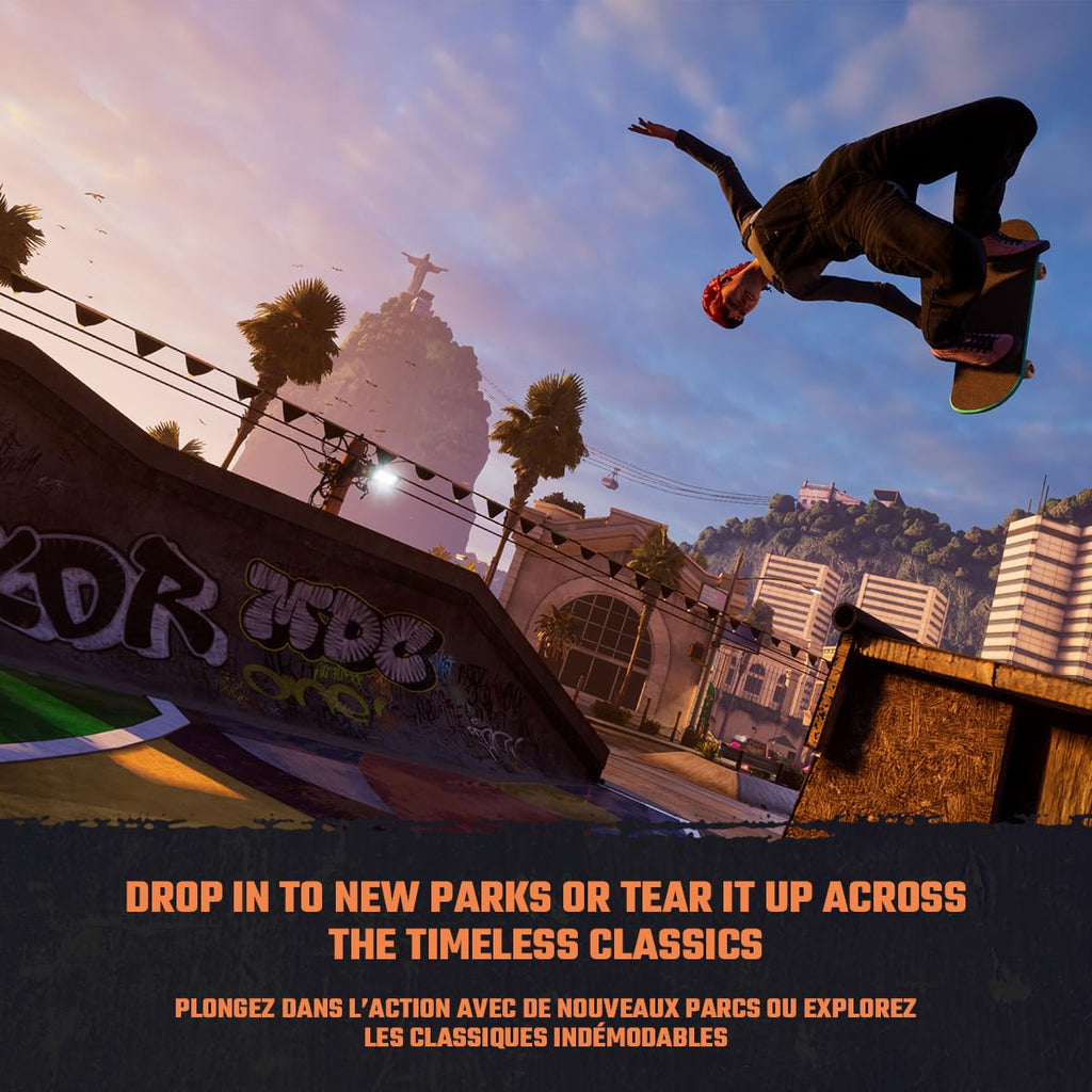 Tony Hawk 3 and 4 Remastered Playstation 5 skateboarding game featuring new parks and classic tricks in vibrant urban setting