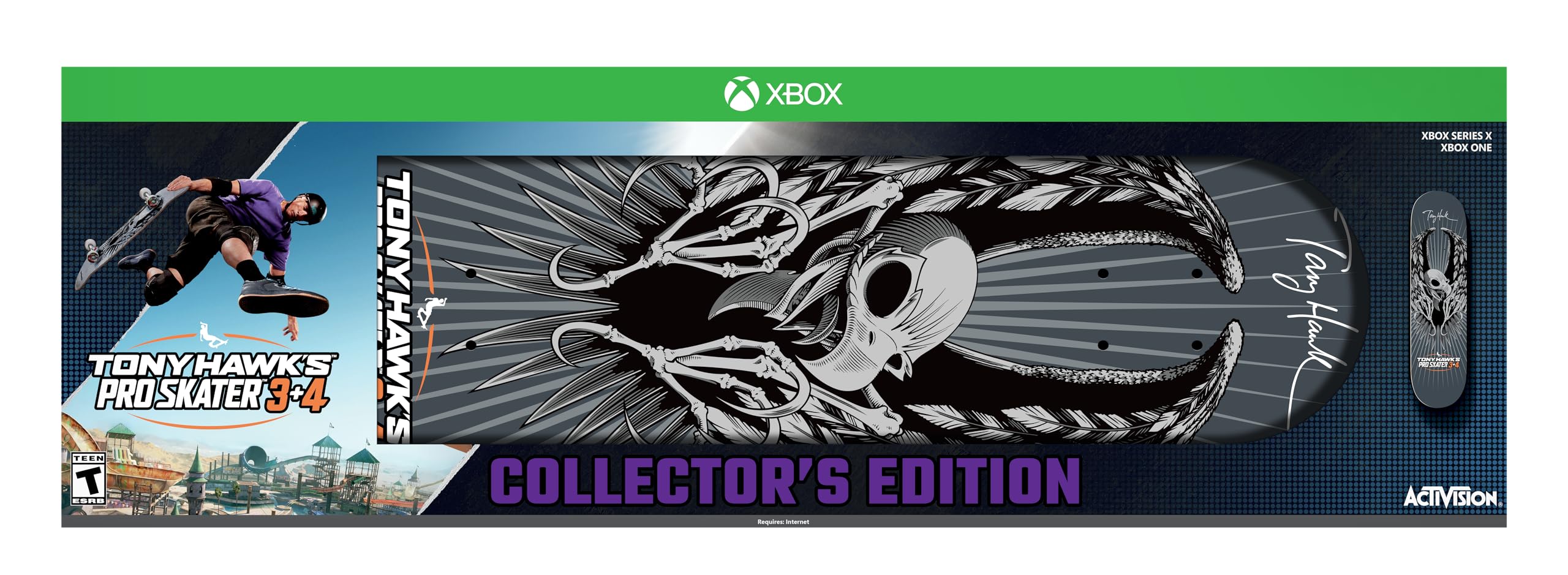 Tony Hawk's Pro Skater 3 and 4 Collector's Edition skateboard deck with skull graphic for Tony Hawk 3 and 4 Remastered Playstation 5