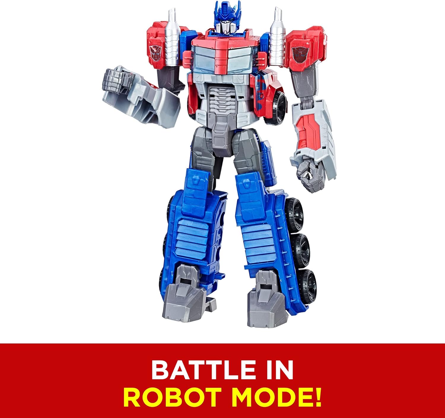 Craques Optimus Prime action figure in robot mode with red blue and gray colors