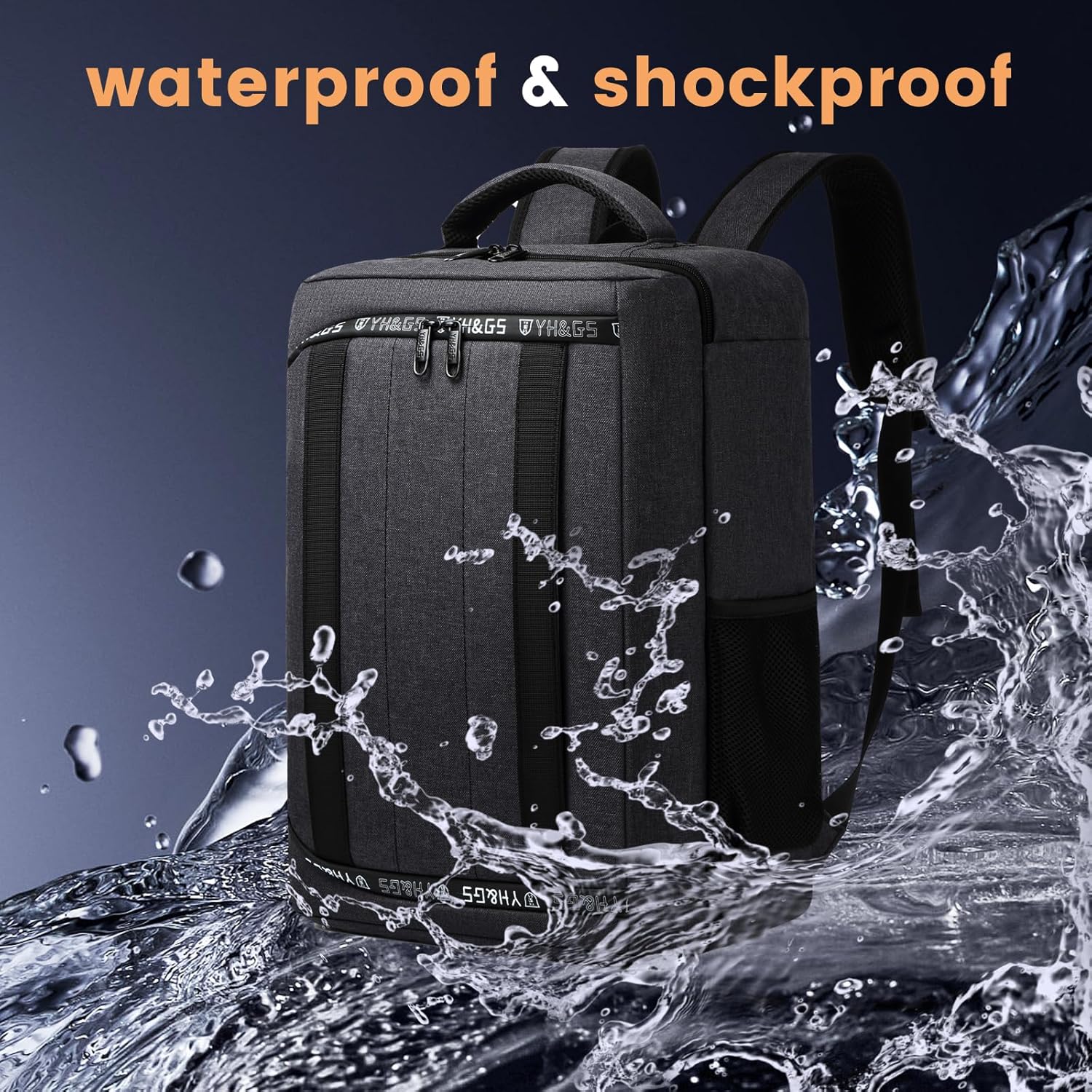 craques travel backpack for PS5 in black waterproof and shockproof design with water splashing