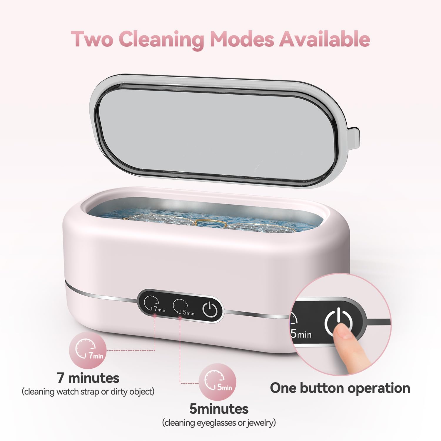 Craques ultrasonic jewelry cleaner with two cleaning modes and one button operation in white