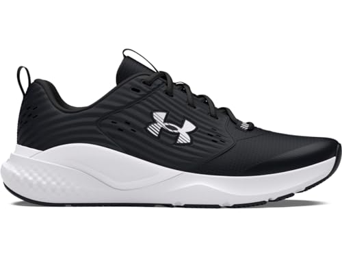 Under Armour Charged Commit 4 sneakers in black with white sole and logo for running and training