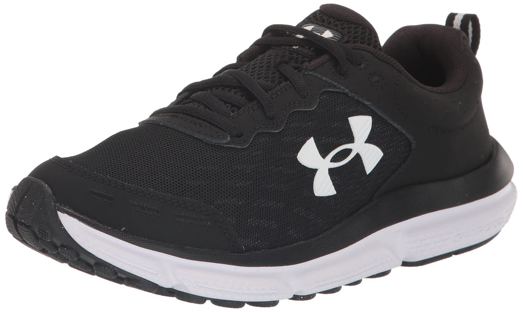 Black Under Armour women’s running shoes with white logo and cushioned sole for comfort