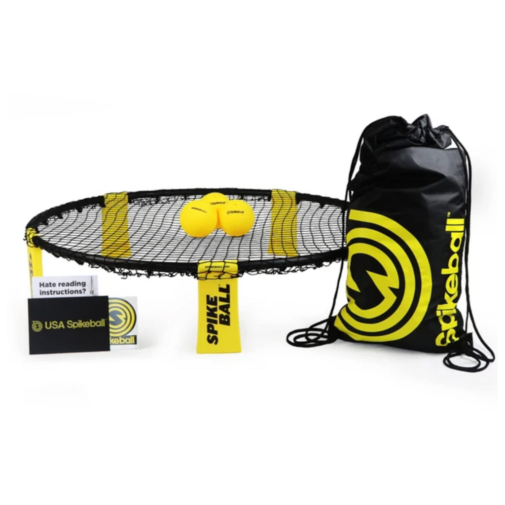 Craques Spikeball game set with net, yellow balls, and black carrying bag for outdoor fun