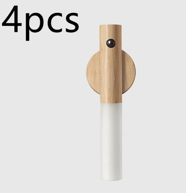 Set of four craques USB rechargeable LED lamps with wooden and white design