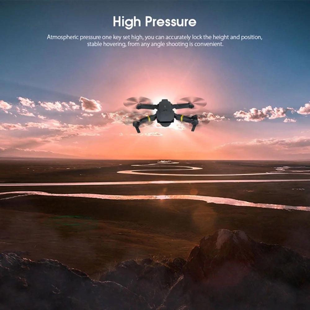 Craques 4K camera drone for adults flying at sunset over a scenic river landscape with high pressure stability