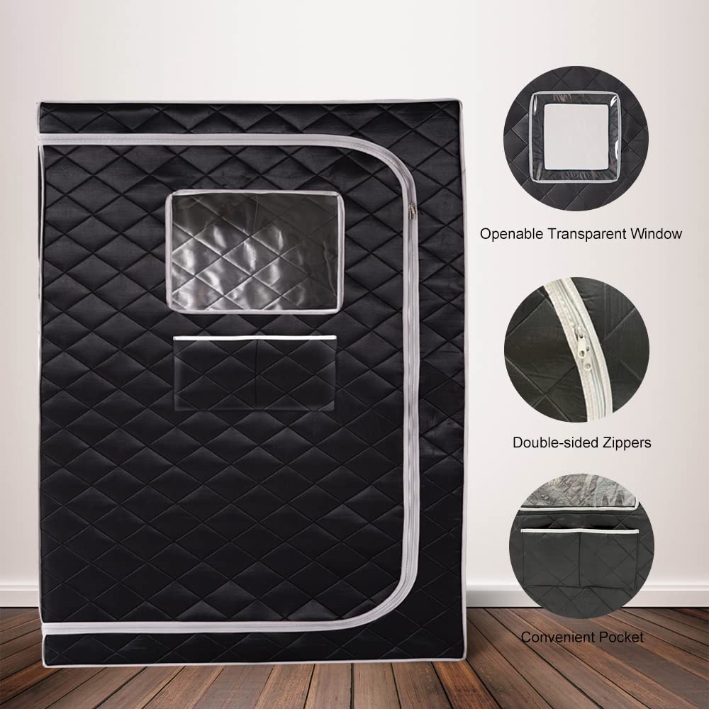 Craques full size steam sauna tent with quilted design, transparent window, double-sided zippers, and convenient pocket
