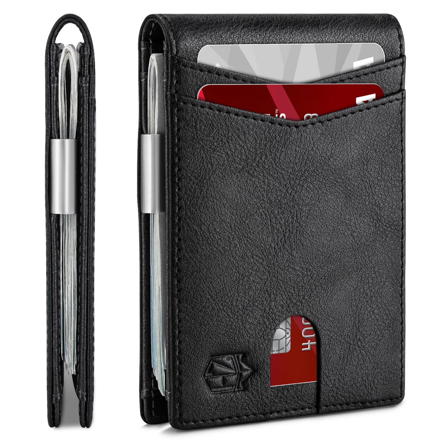 Black slim RFID wallet for men by craques with multiple card slots and secure cash compartment