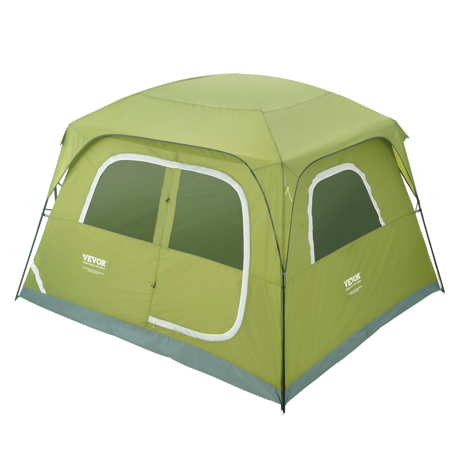 Craques green camping tent with large windows and rainfly, the best camping tent for 4 people
