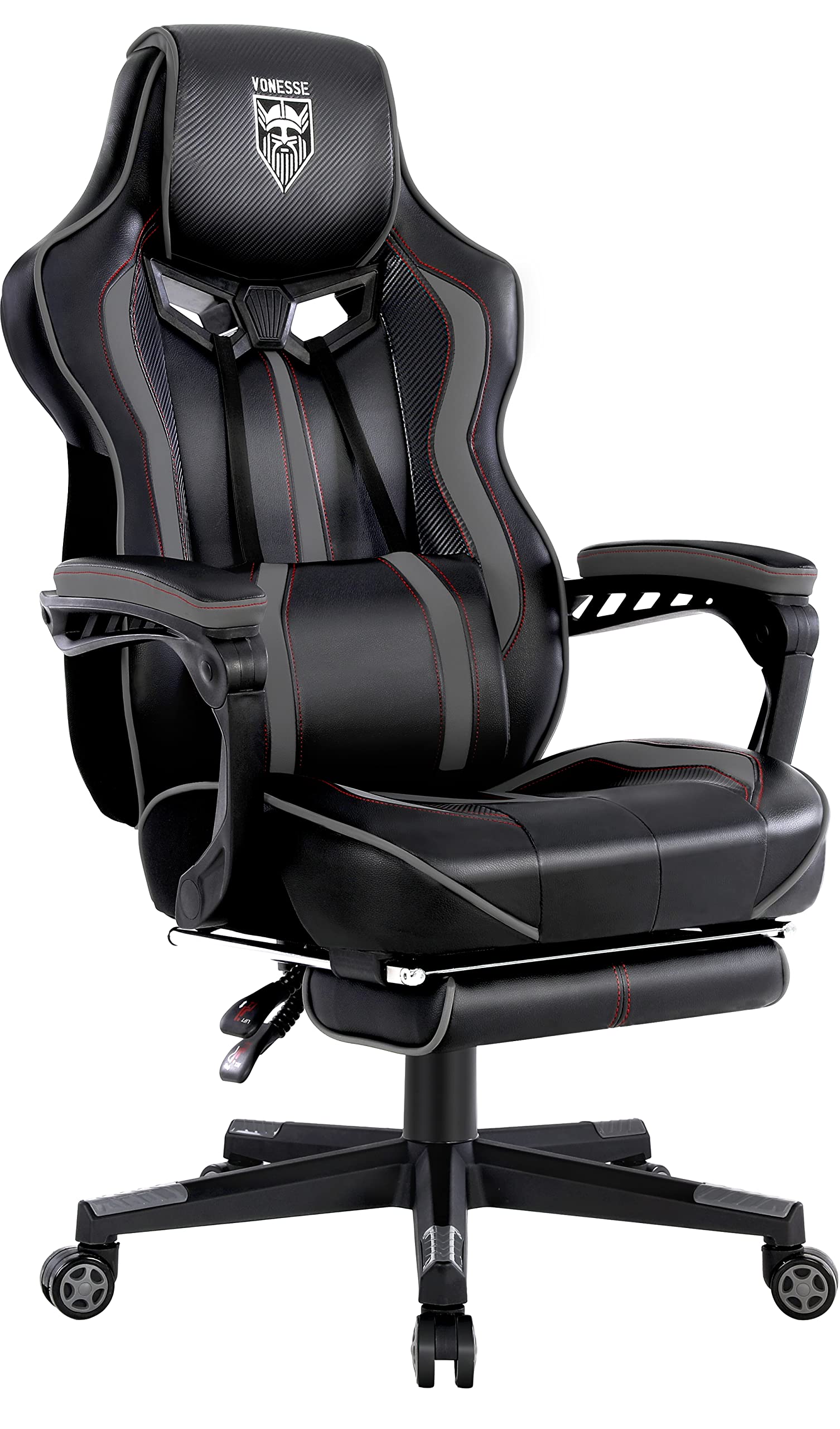 Vonesse Gaming Chair with Footrest by Craques - White & Pink - Grey/Black