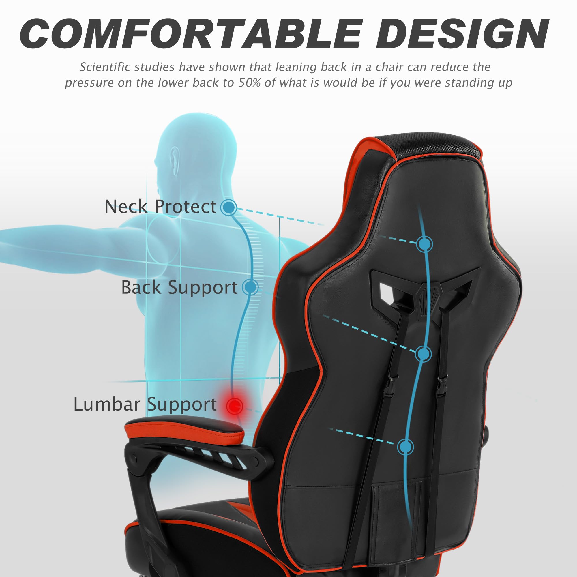 Vonesse Gaming Chair with Footrest by Craques - White & Pink