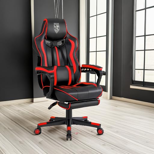 Vonesse Gaming Chair with Footrest by Craques - White & Pink