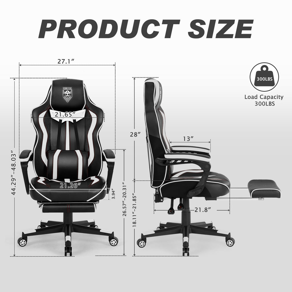 Vonesse Gaming Chair with Footrest by Craques - White & Pink