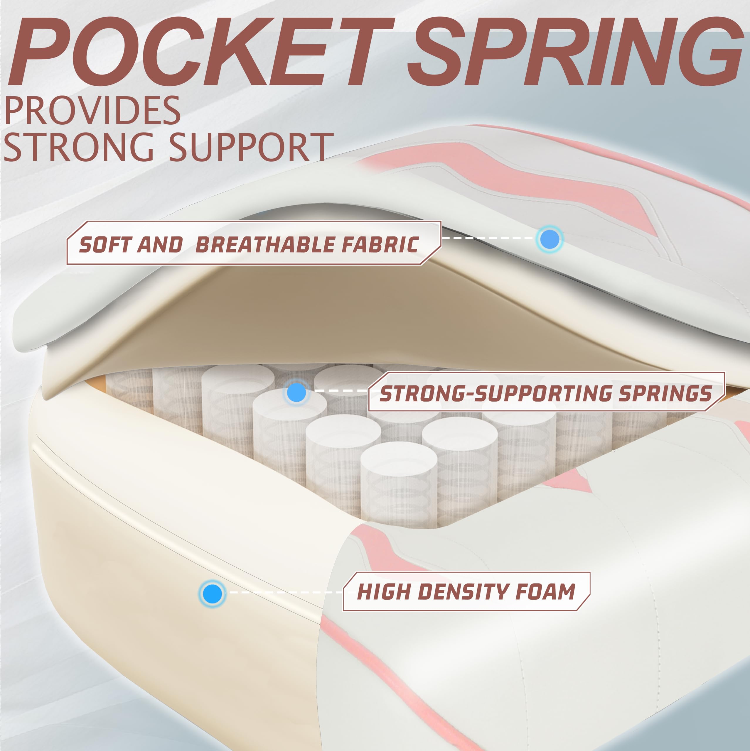 Vonesse Gaming Chair with Footrest by Craques - White & Pink