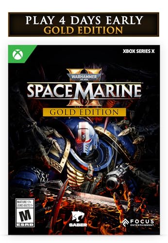 Warhammer 40000 Space Marine 2 PS5 cover art featuring armored Space Marine wielding a chainsword and bolt pistol