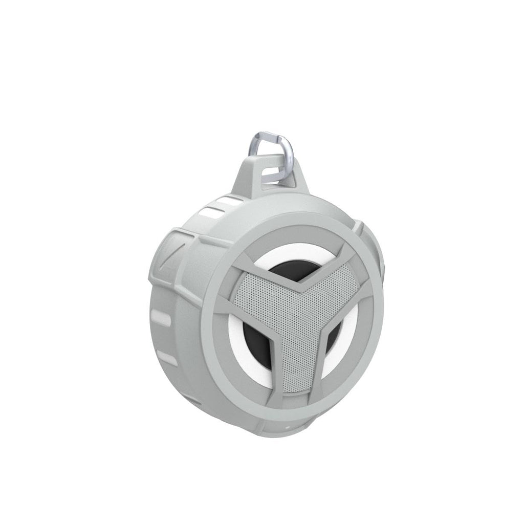 Craques waterproof Bluetooth shower speaker in gray with compact design and clip for easy hanging