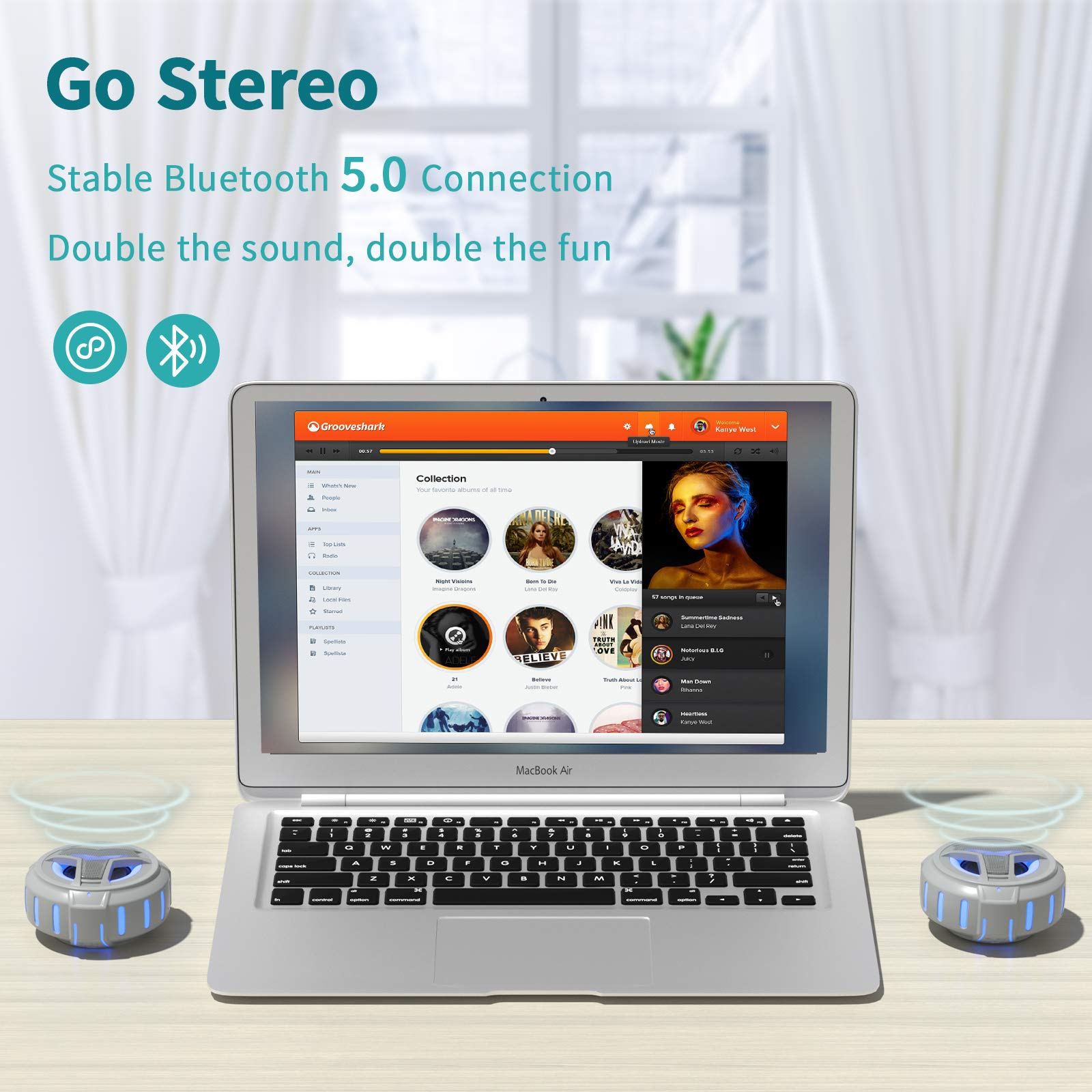 craques waterproof Bluetooth shower speaker pair with stable Bluetooth 5.0 connection for stereo sound