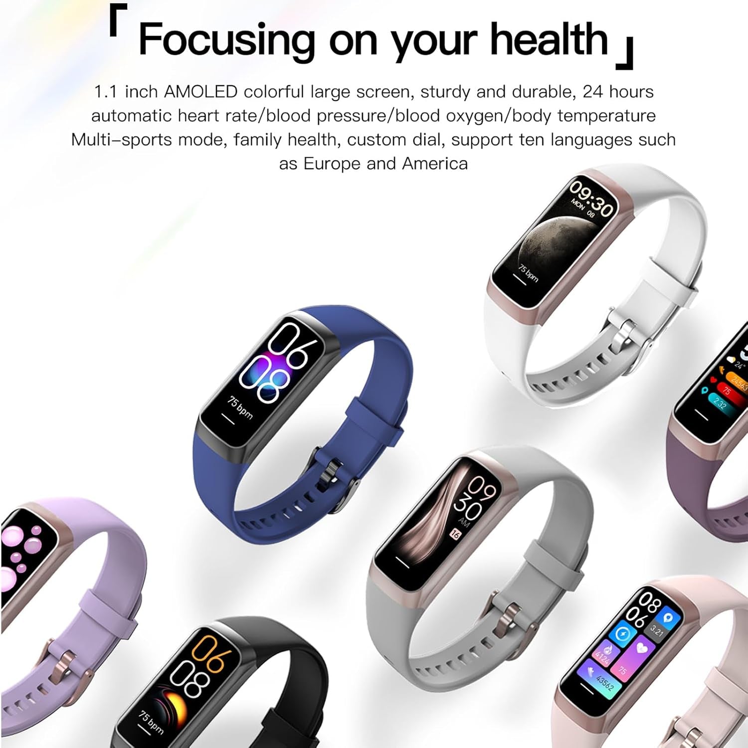craques waterproof fitness tracker for women and men with colorful AMOLED screen and health monitoring features