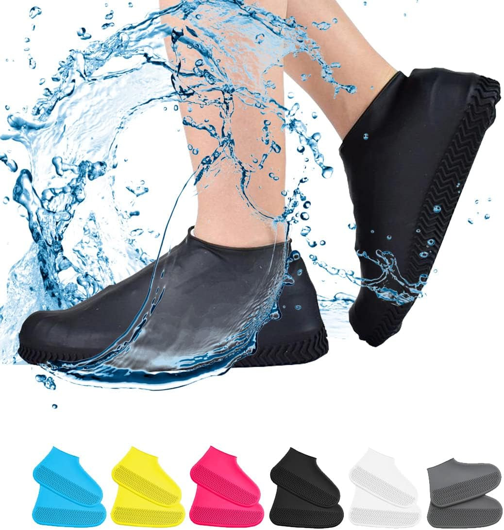 Craques waterproof shoe covers for outdoor activities shown in black with water splash and available in multiple colors