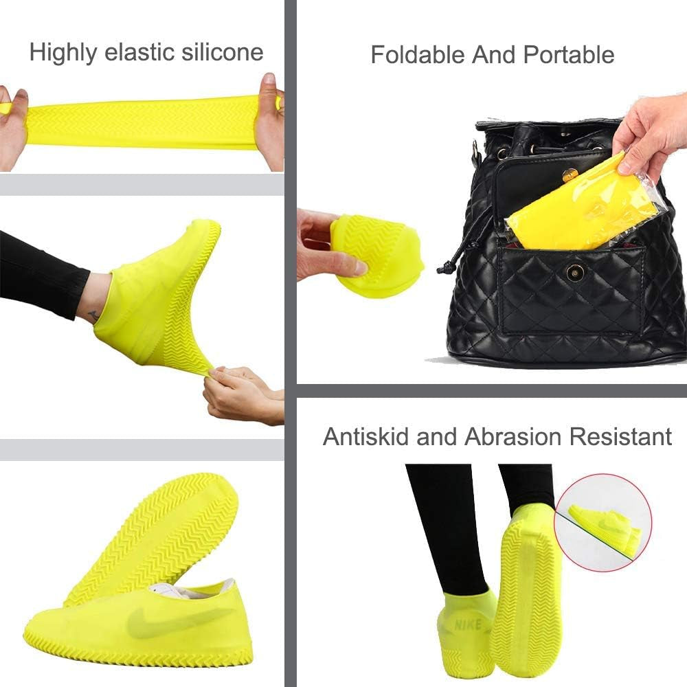 Craques yellow waterproof shoe covers for outdoor activities made of elastic silicone, foldable and portable