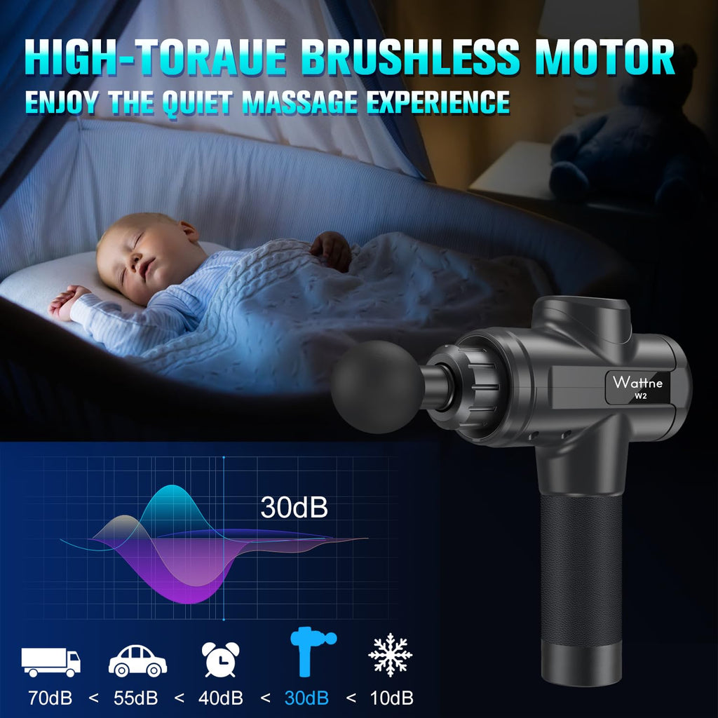 Craques deep tissue massage gun with high-torque brushless motor and quiet 30dB noise level