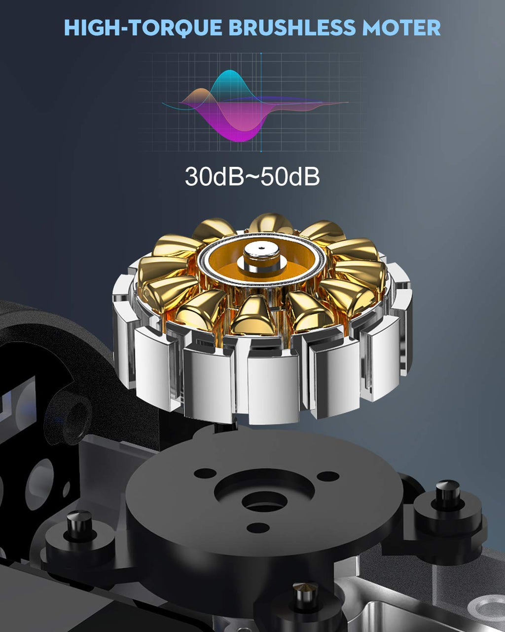 High-torque brushless motor with low noise levels for deep tissue massage gun performance