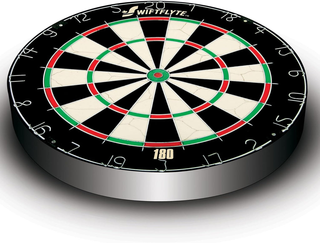 Craques bristle dartboard cabinet set with classic black white red and green scoring segments