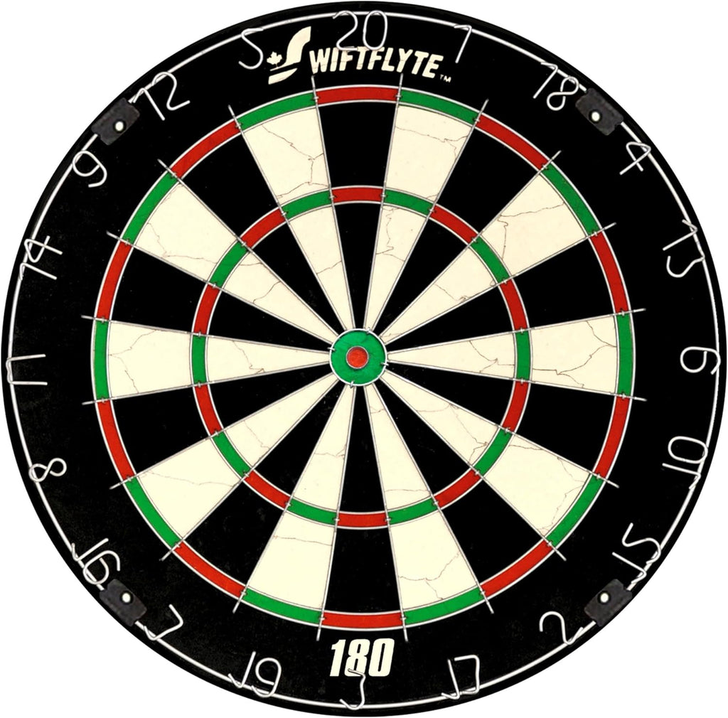Witflyte bristle dartboard with black, white, red, and green segments for bristle dartboard cabinet set