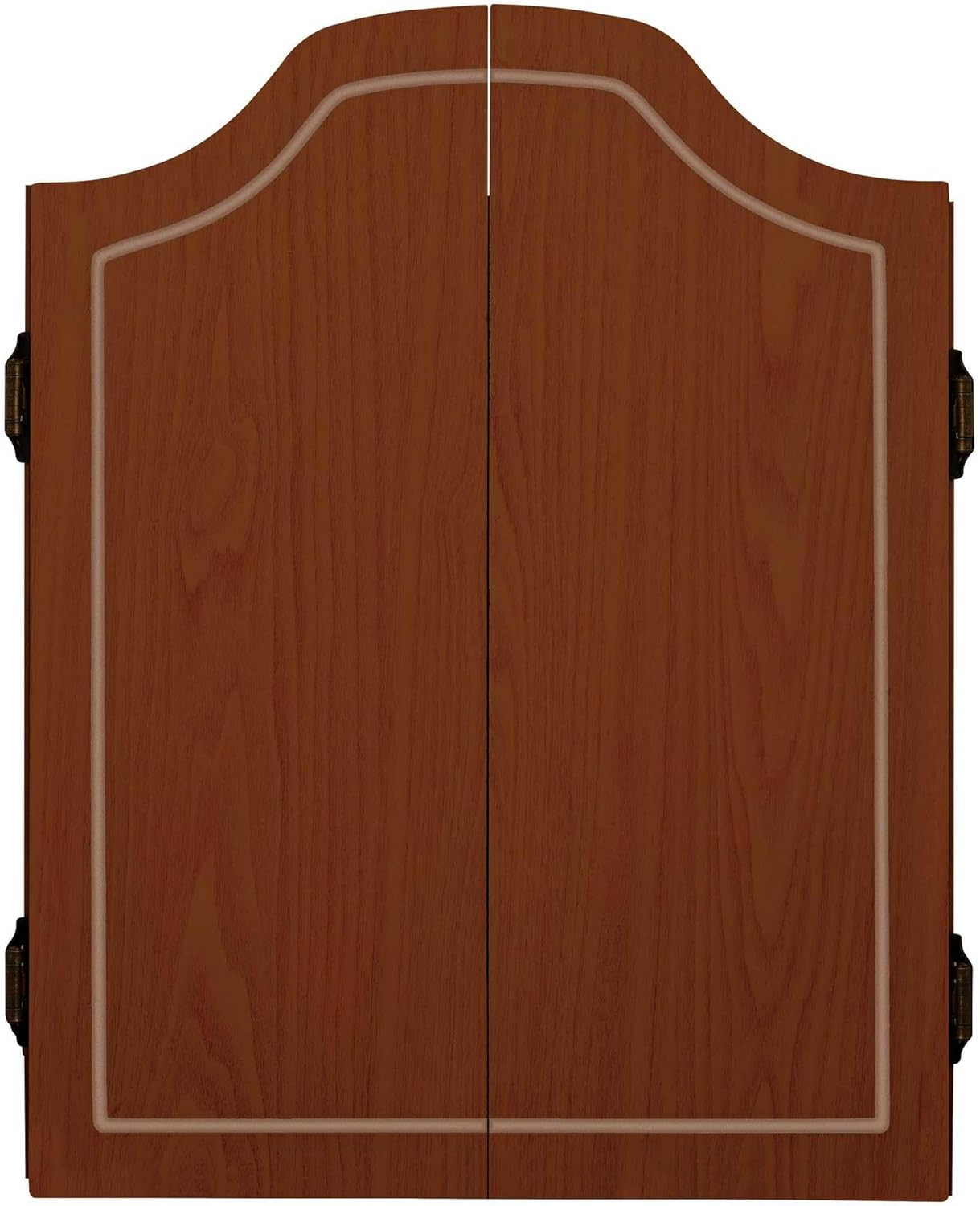 Craques bristle dartboard cabinet set with closed wooden doors and decorative trim