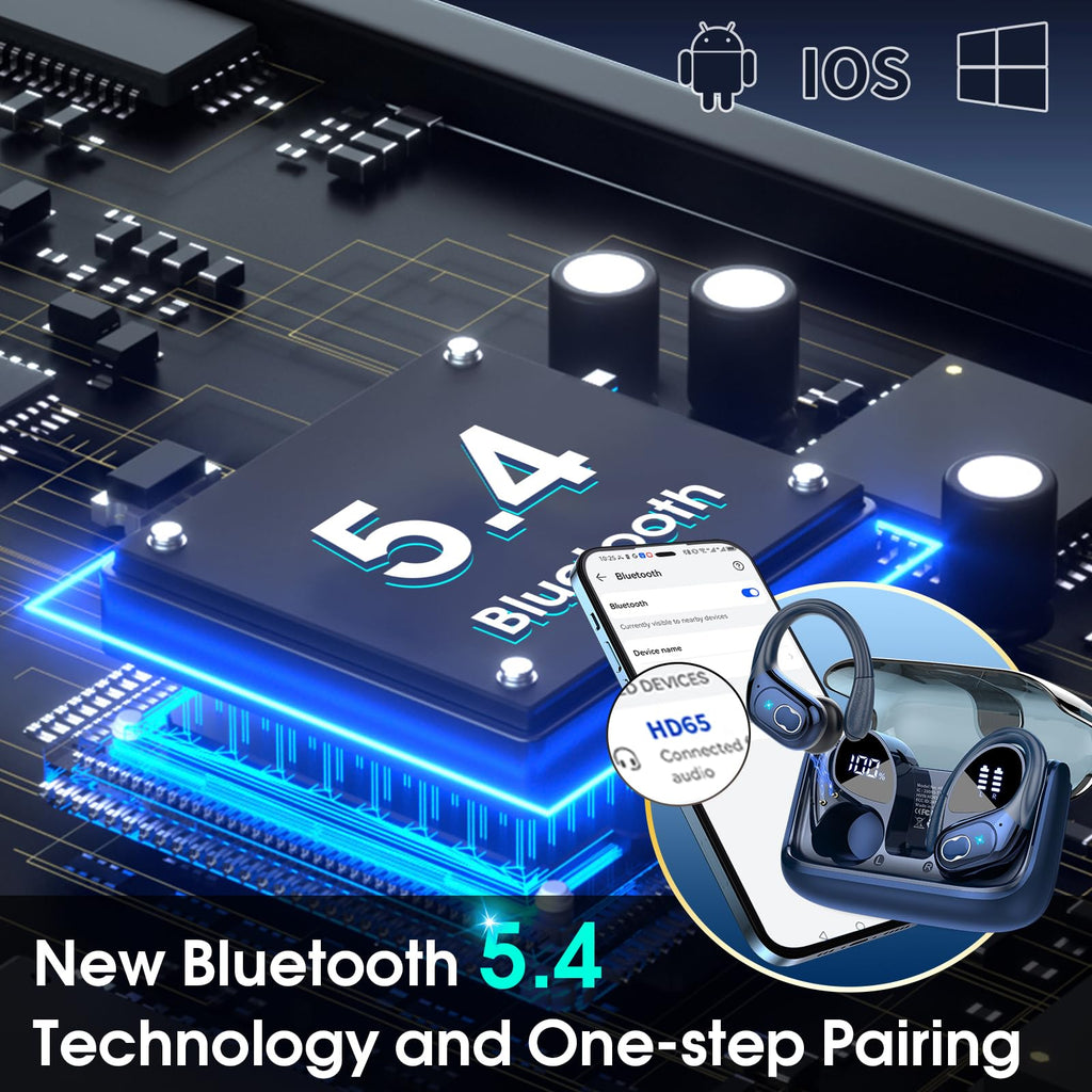 Craques wireless earbuds with long battery life featuring Bluetooth 5.4 technology and one-step pairing