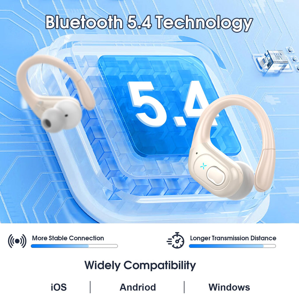 Craques wireless earbuds with long battery life featuring Bluetooth 5.4 technology and wide compatibility