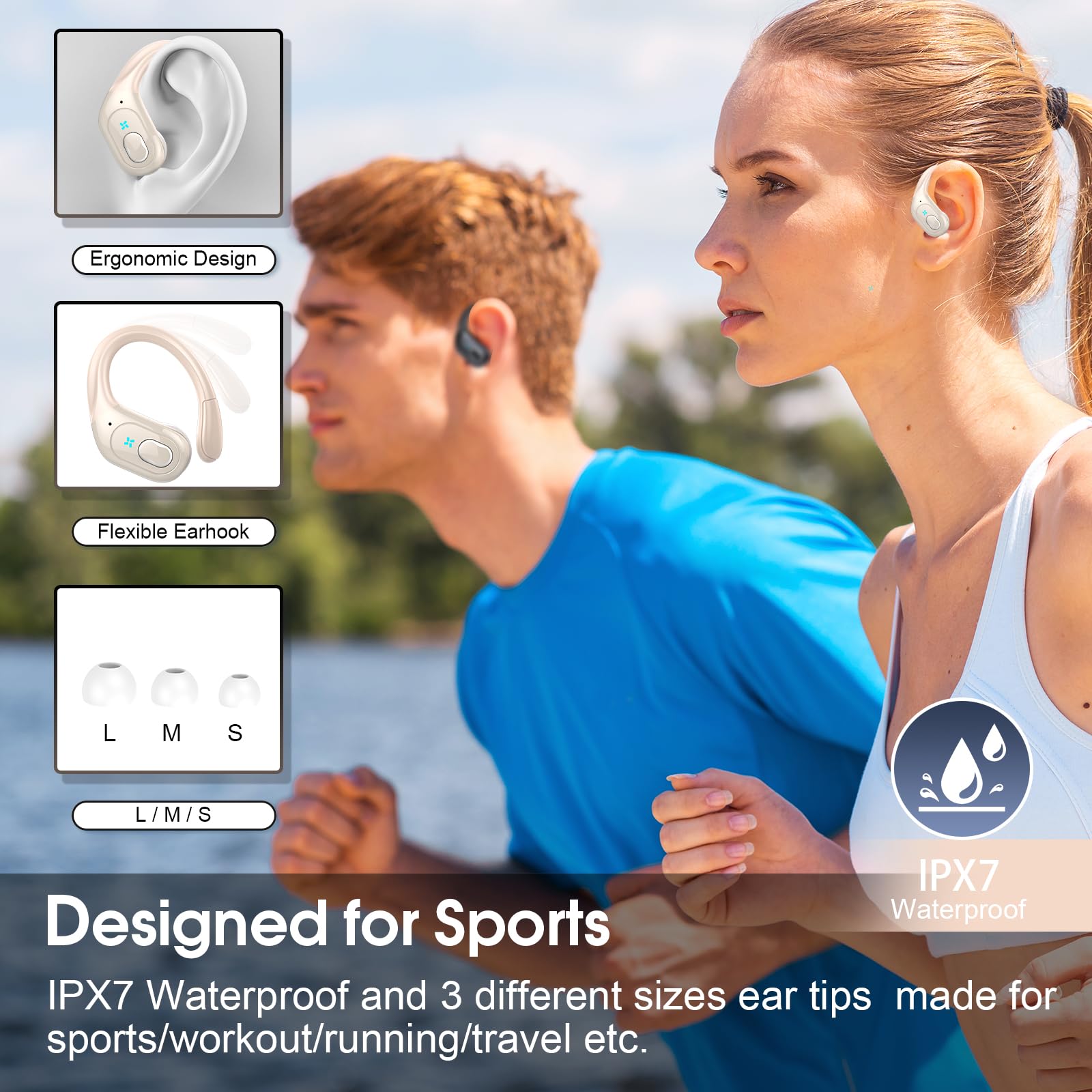 Craques wireless earbuds with long battery life featuring ergonomic design and waterproof for sports and running
