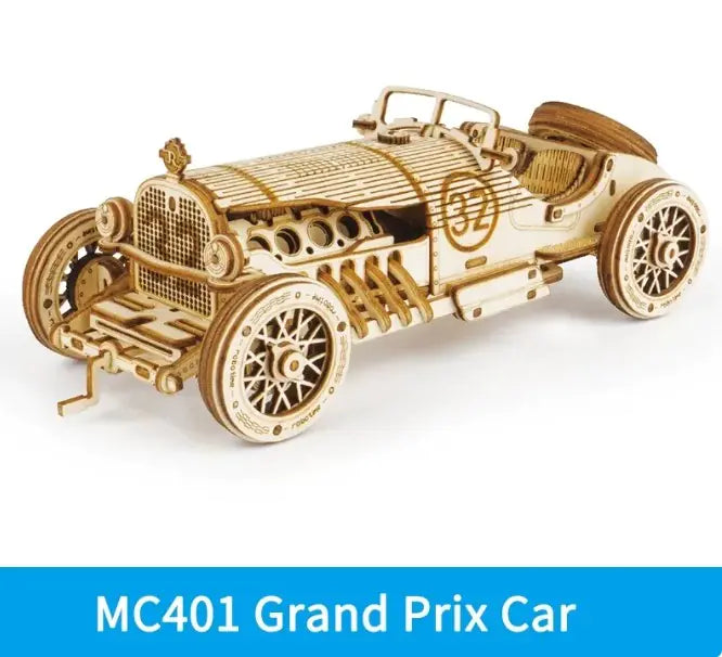 Craques MC401 Grand Prix Car 3D wooden puzzle train kit model with intricate wooden details