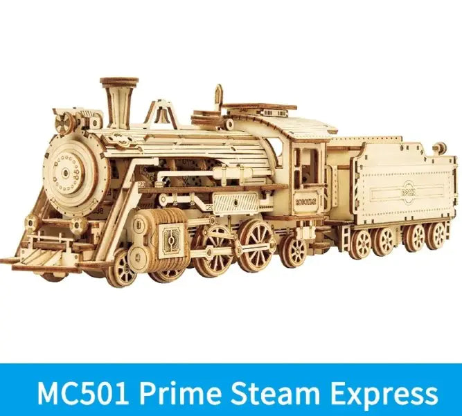 Craques MC501 Prime Steam Express 3D wooden puzzle train kit with detailed wooden parts