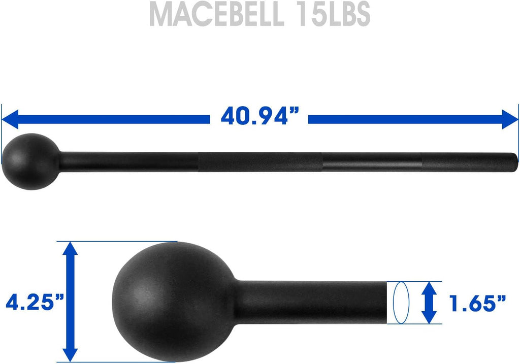 Craques steel mace strength training tool 15lbs with 40.94 inch length and 4.25 inch ball diameter
