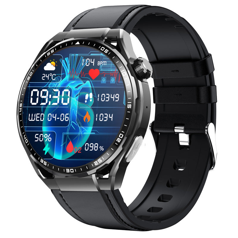 Sports Smart Health Watch Touch Waterproof - Black Leather