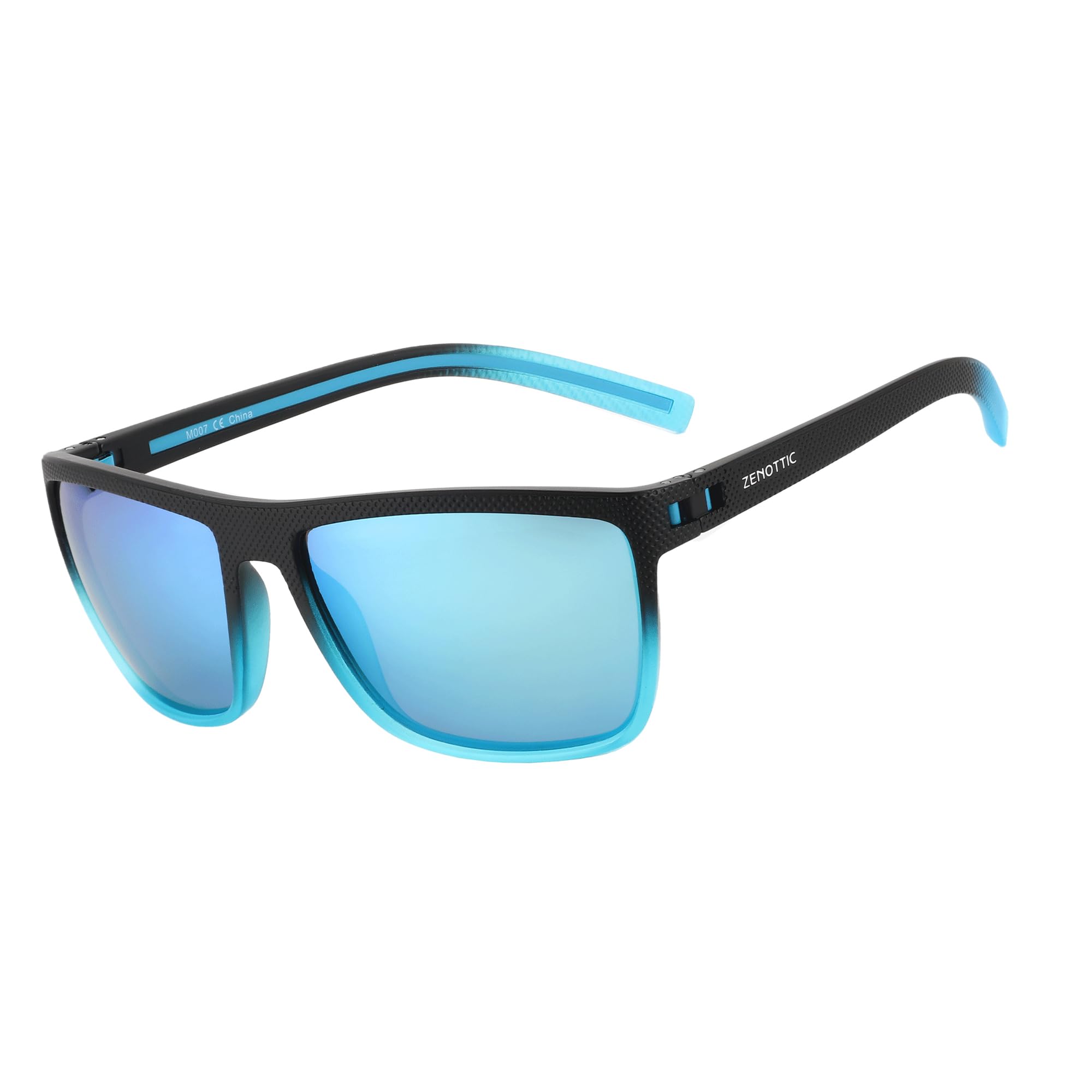 Craques men's polarized sunglasses with black frame and blue mirrored lenses