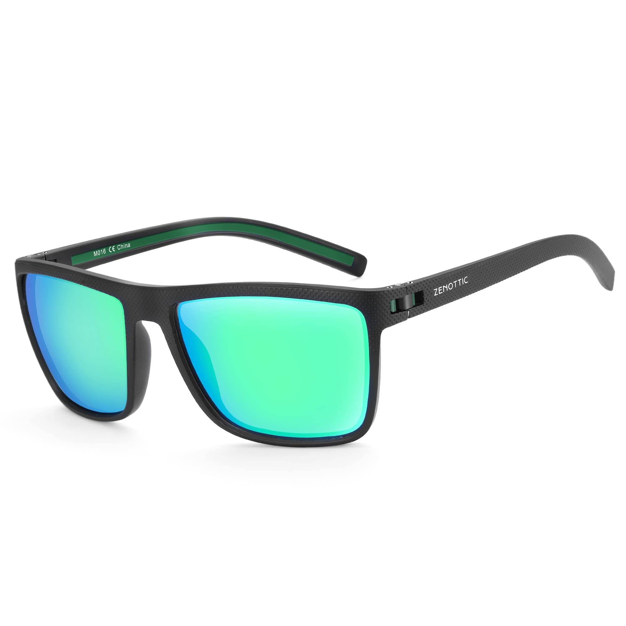 Craques men's polarized sunglasses with black frame and green reflective lenses