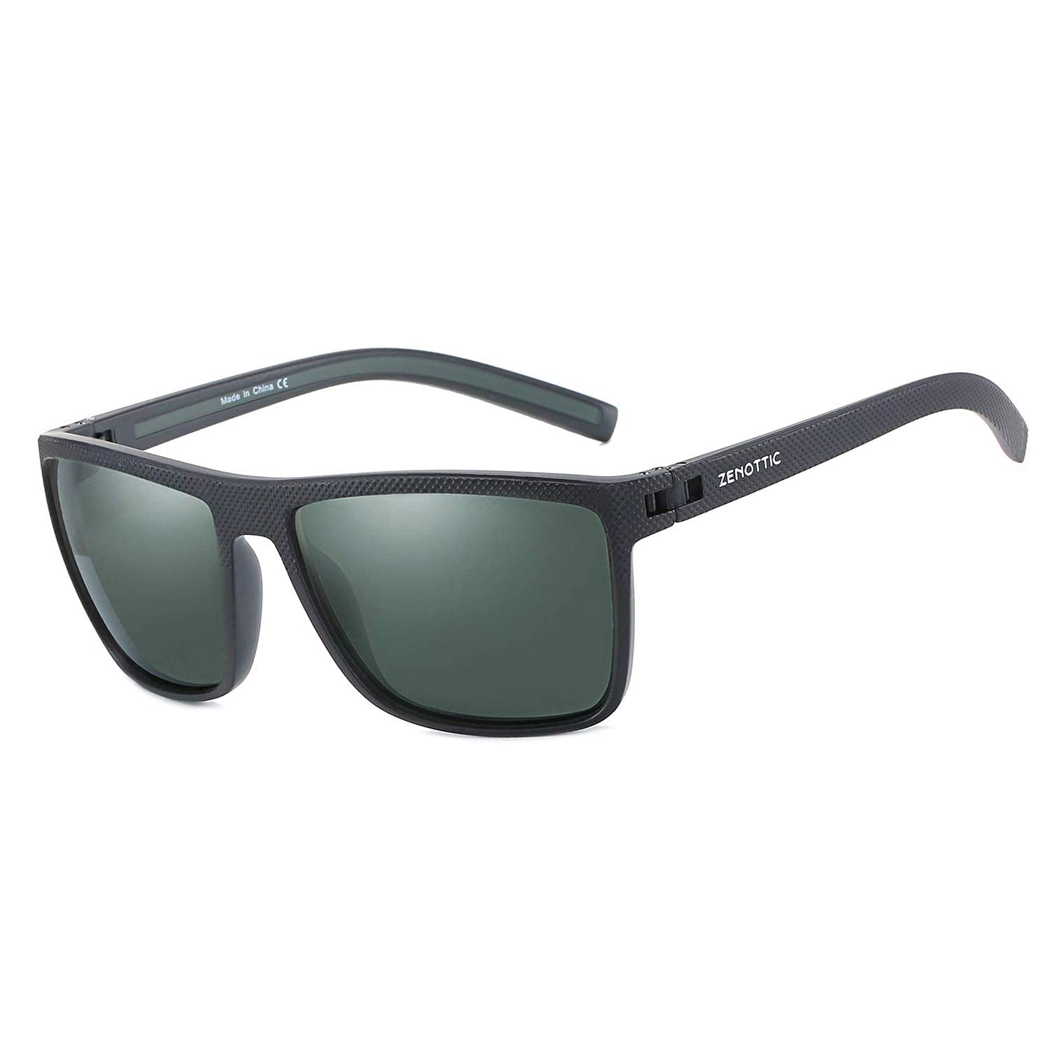 Black men's polarized sunglasses with rectangular lenses and textured frame by craques