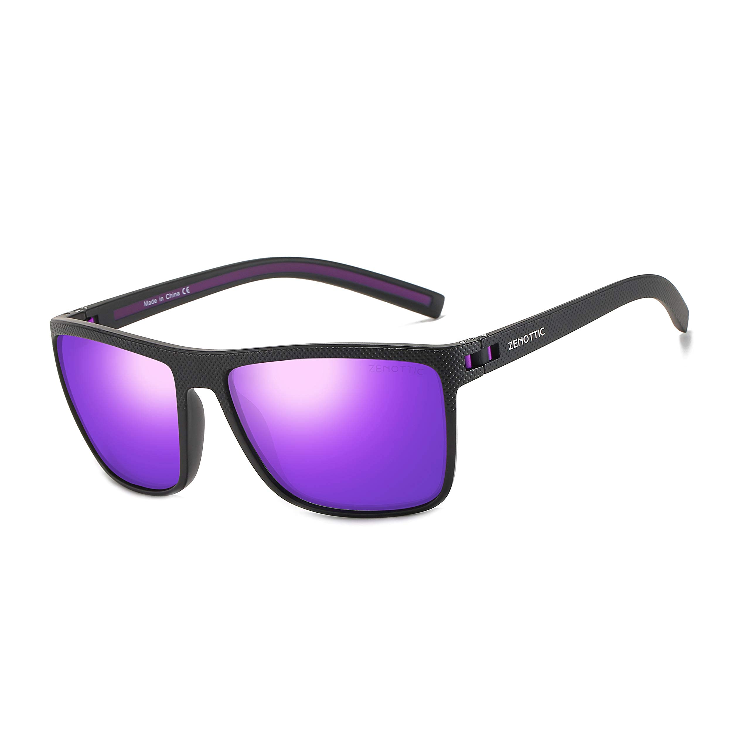 Craques men's polarized sunglasses with black frame and purple mirrored lenses